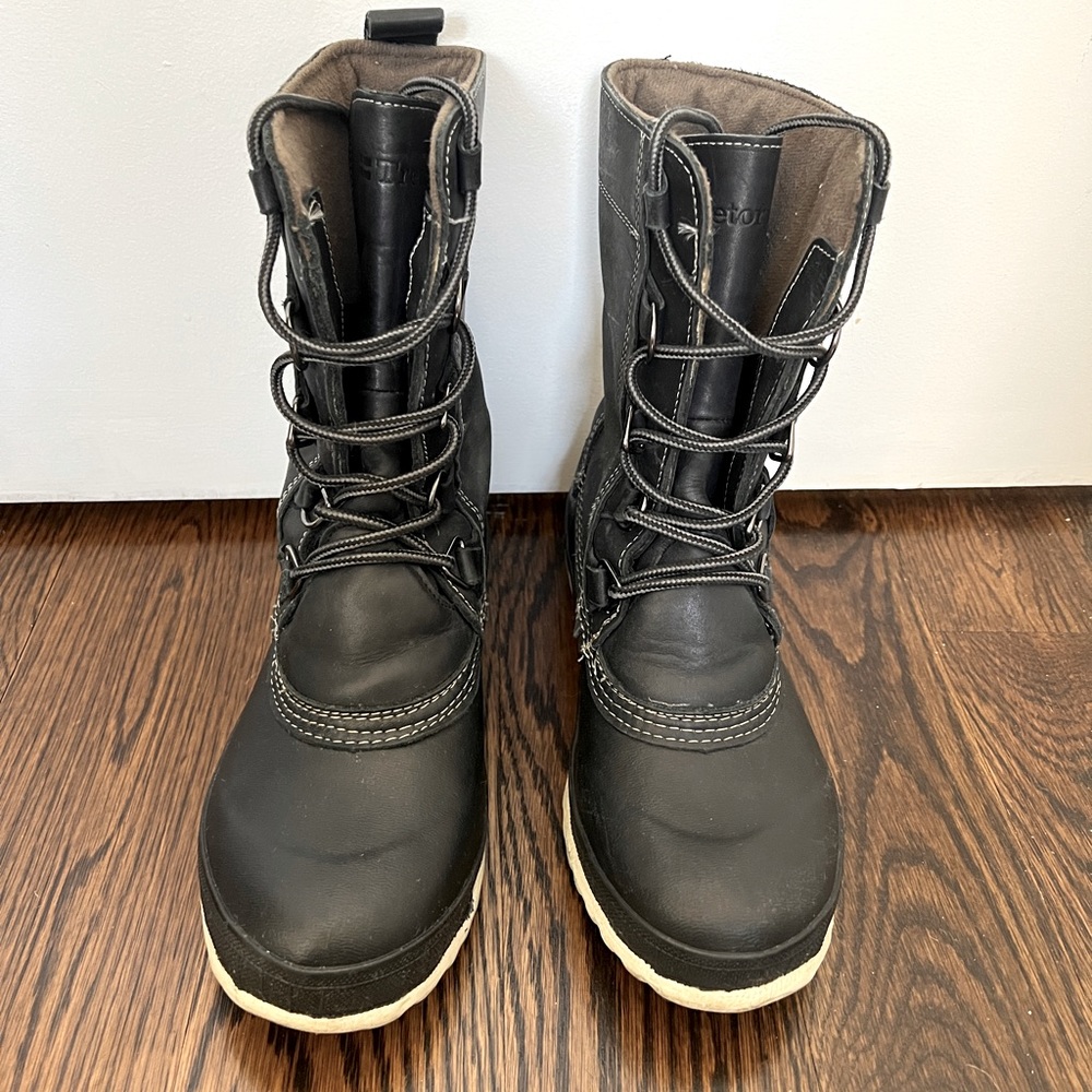 Tretorn Black leather & rubber snow boots/rain boots, Waterproof Warm (Sz. 7/38)